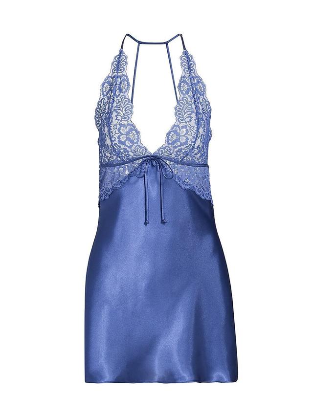 Womens Love Story Lace-Trimmed Satin Chemise Product Image