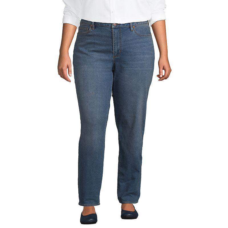 Plus Size Lands End Mid-Rise Boyfriend Jeans, Womens Mellow Blue Product Image