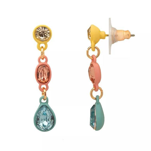 LC Lauren Conrad Gold Tone 3 Stone Drop Earrings, Womens Product Image