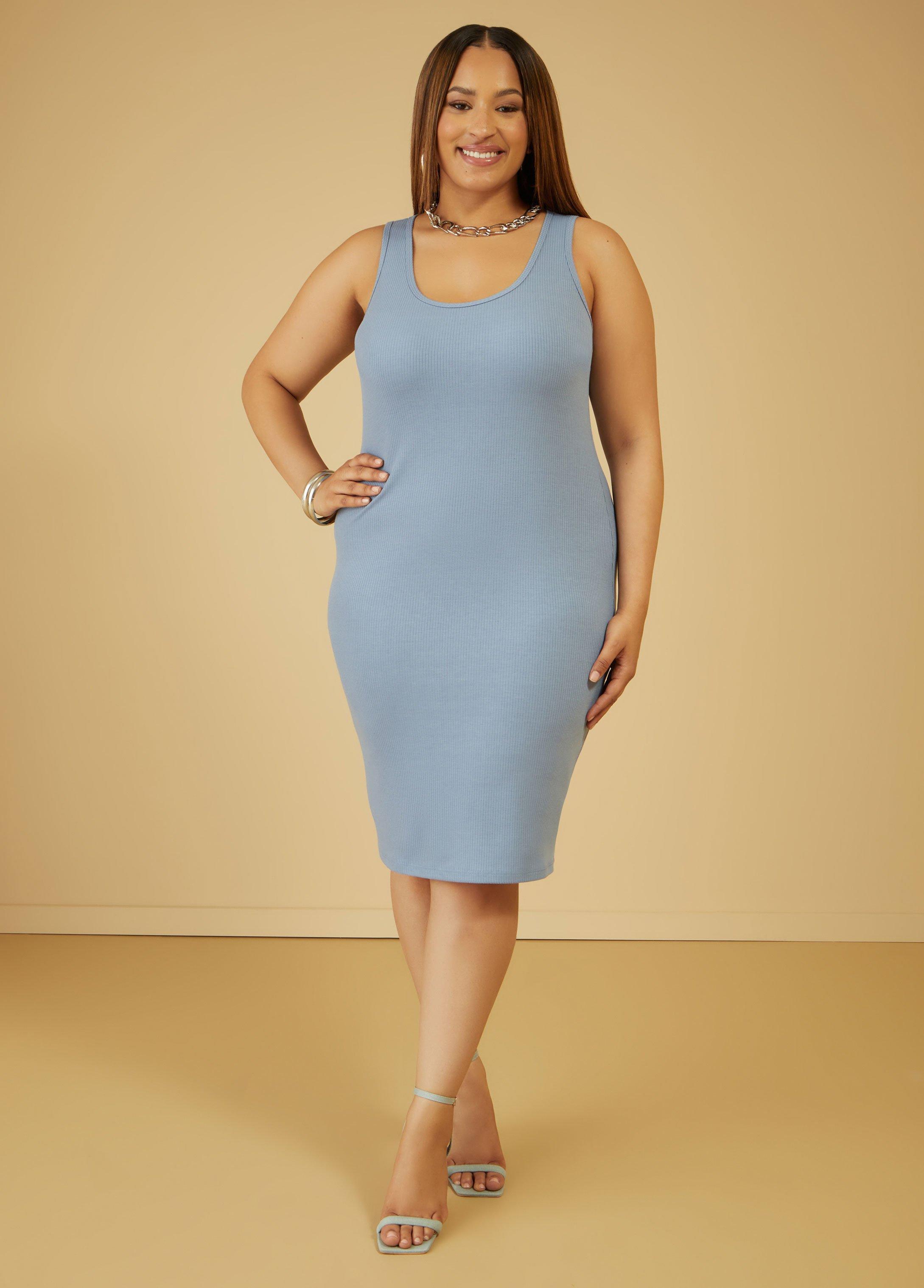 Plus Size Ribbed Tank Dress Ashley Stewart Product Image