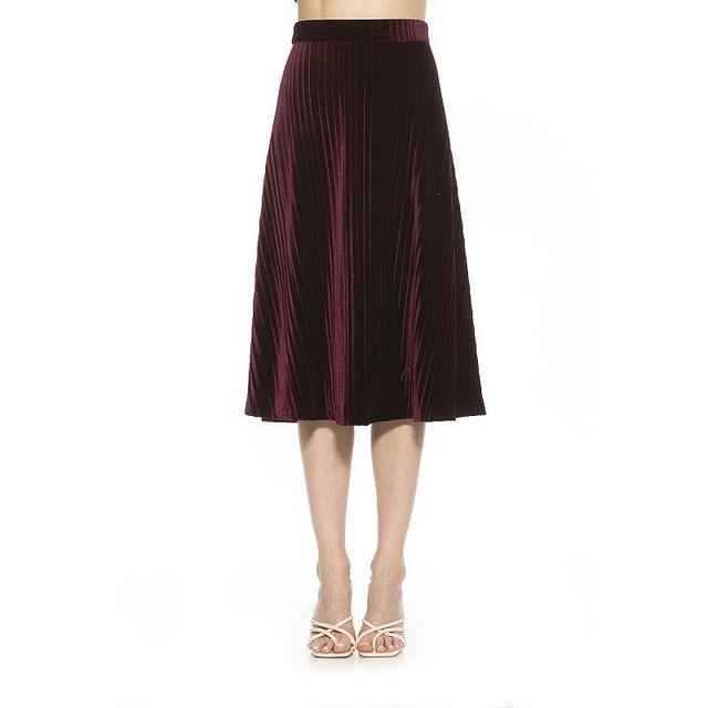 Womens ALEXIA ADMOR Alaina Pleated Velvet Midi Skirt Product Image