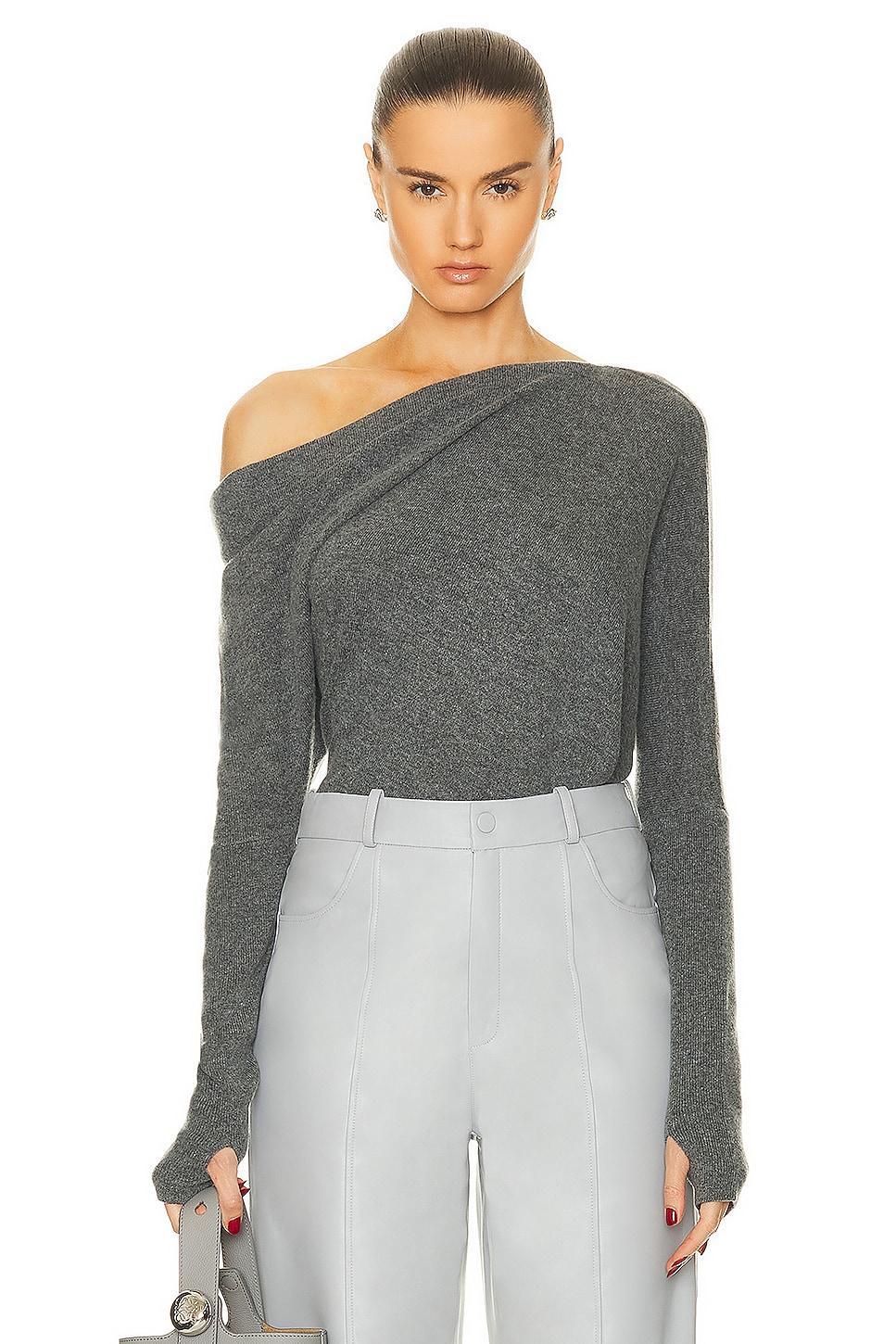 Enza Costa Souch Sweater in Heather Grey - Grey. Size L (also in ). Product Image