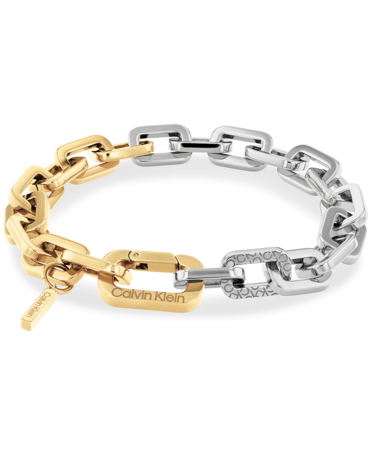 Calvin Klein Mens Two Tone Stainless Steel Chain Bracelet - Metallic Product Image