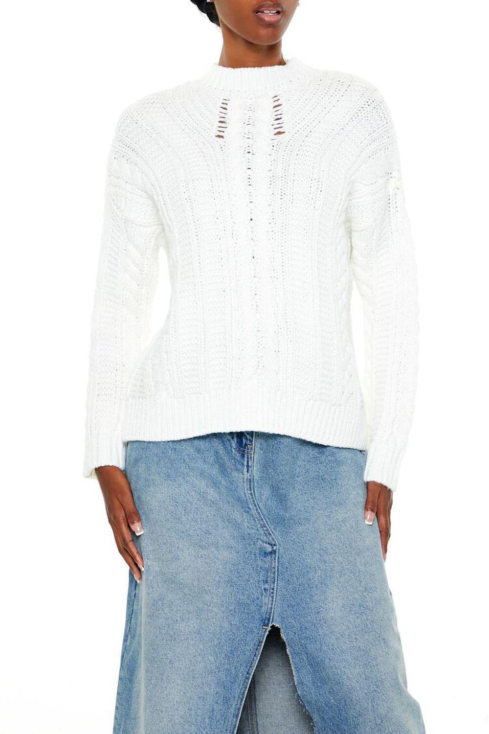 Lace-Back Cable Knit Sweater | Forever 21 Product Image