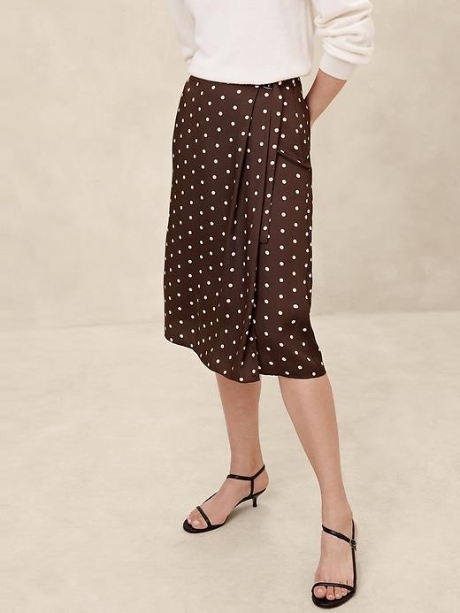 Silky Twill Wrap Midi Skirt Product Image