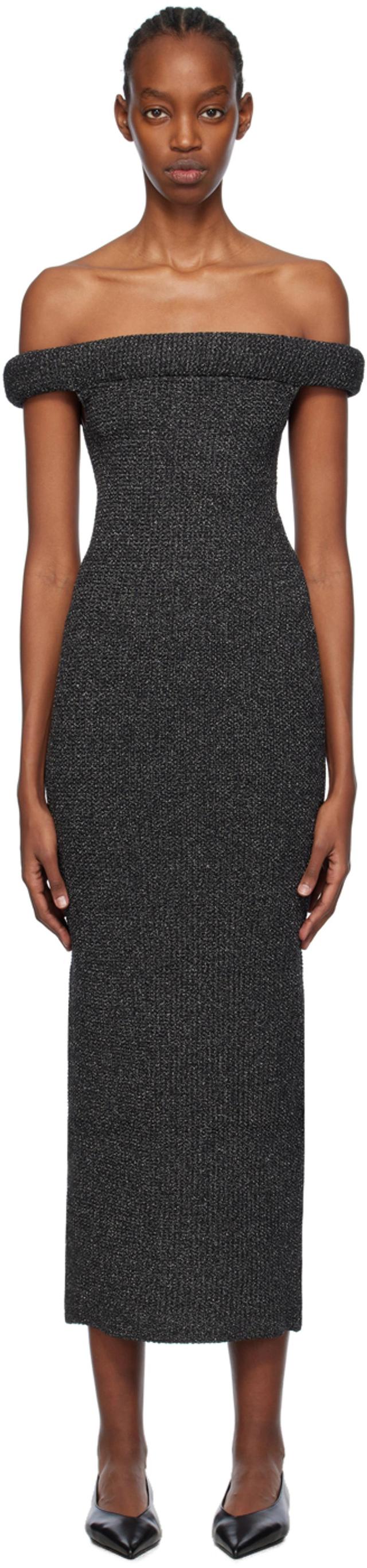 Black Roll Midi Dress In 001 Black Product Image