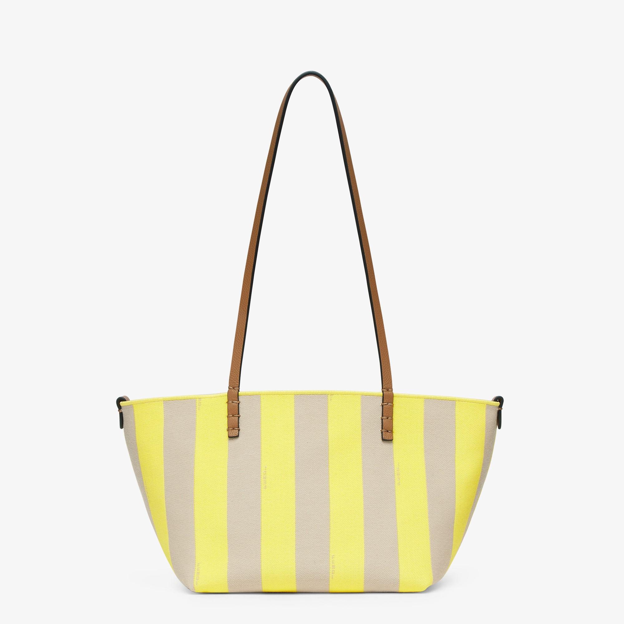 Small RollReversible shopper in Pequin striped and yellow FF fabric Product Image