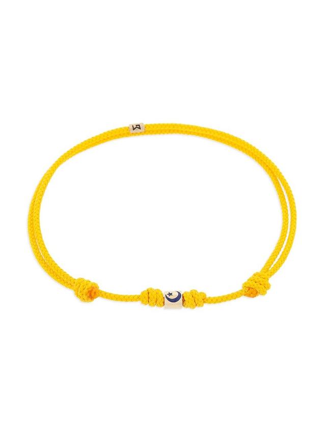 Mens 14K Yellow Gold & Braided Cord Bracelet Product Image