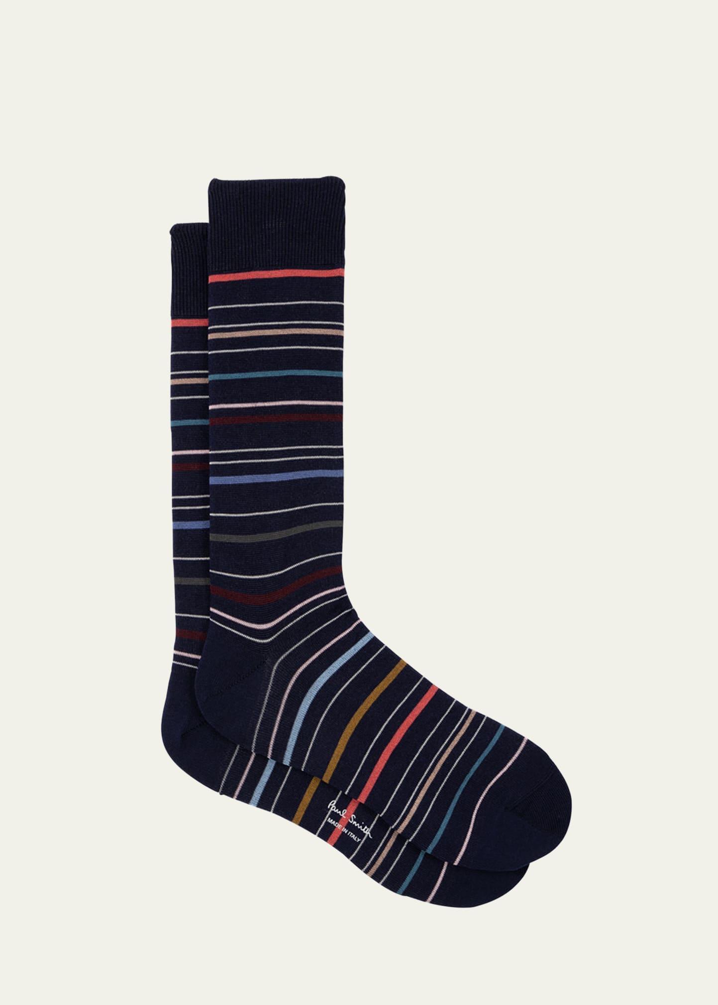 Mens Pencil Stripe Crew Socks Product Image