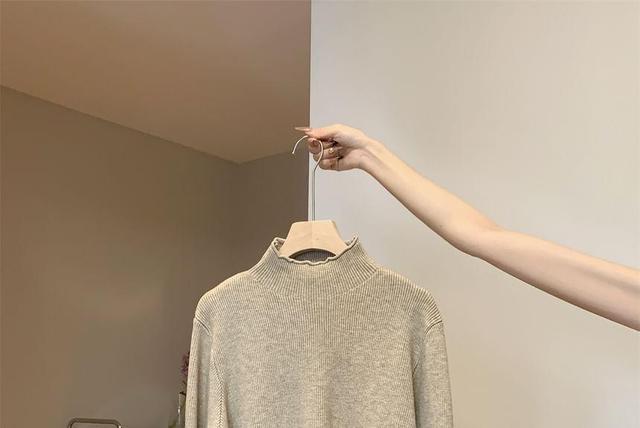 Mock Neck Plain Ribbed Sweater Product Image