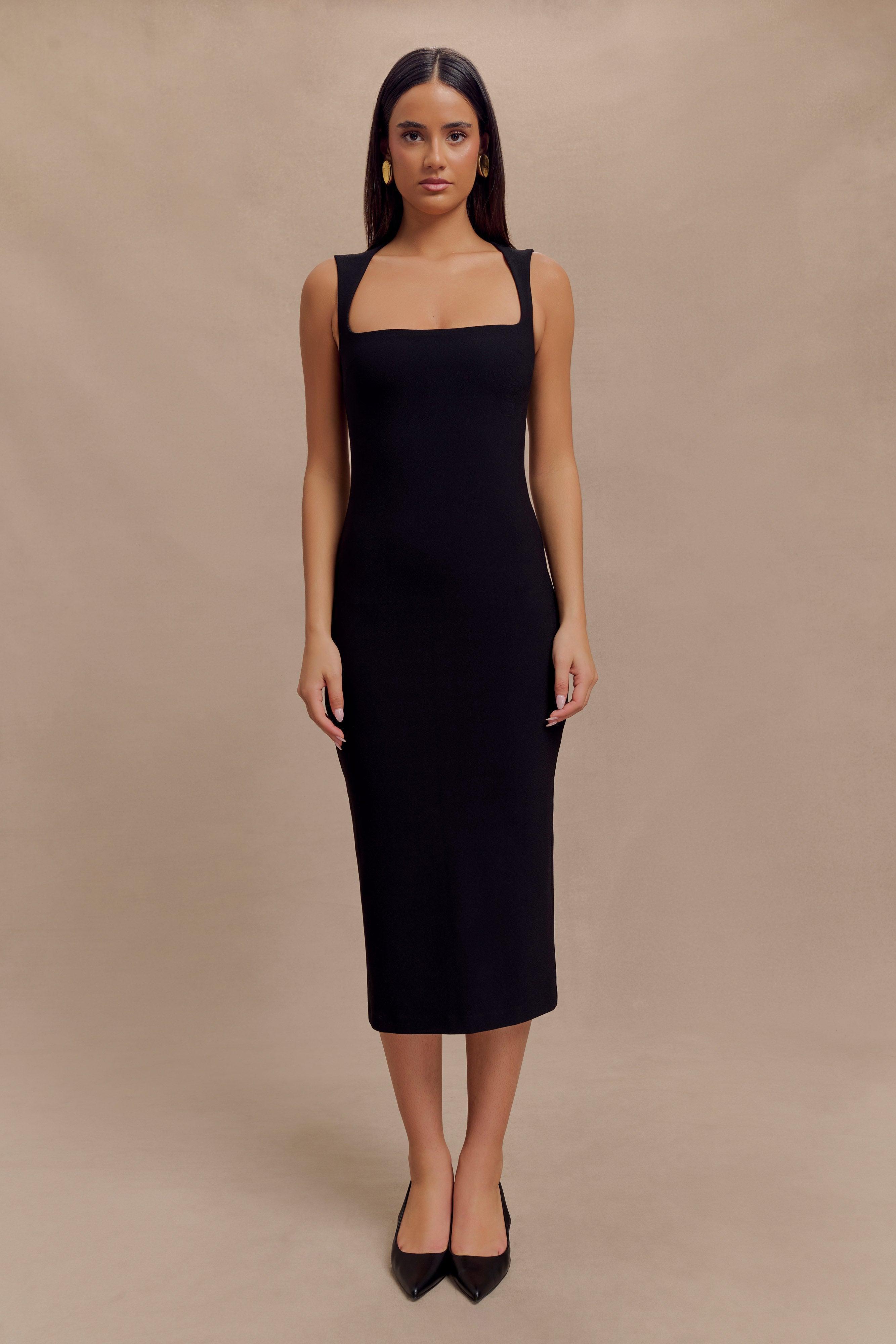 Frida Crepe Midi Dress - Black Product Image