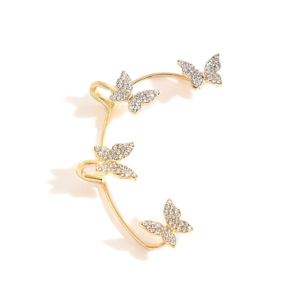 Sohi Womens Gold Embellished Butterfly Ear cuff Earrings Product Image