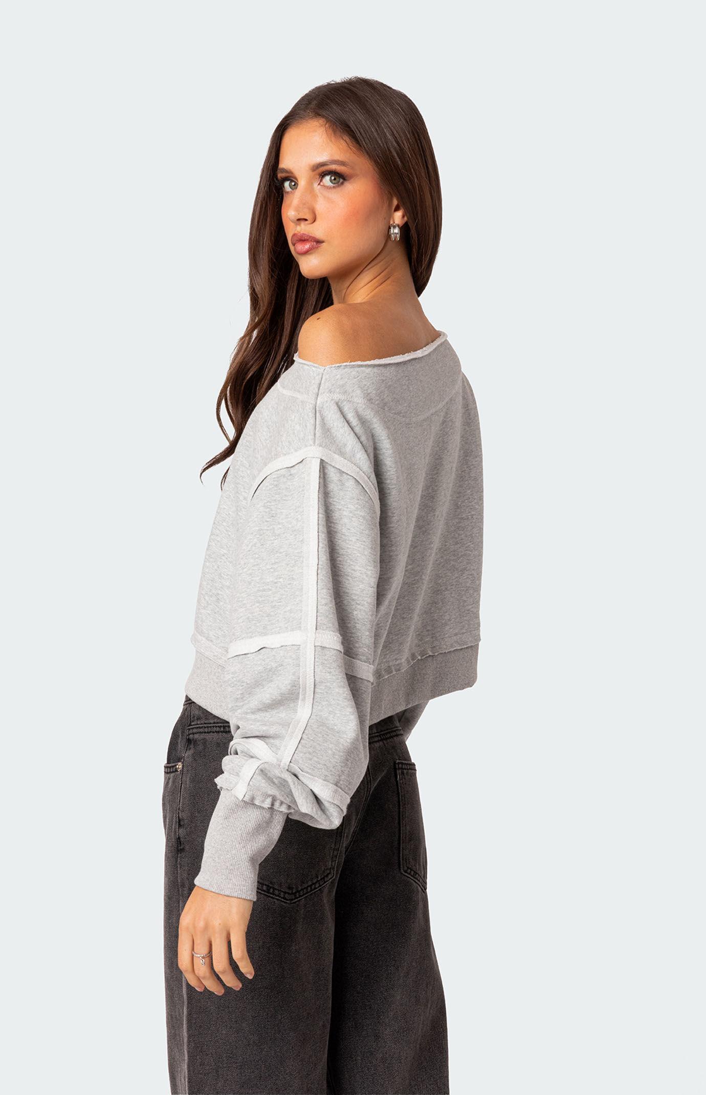 Edikted Womens Inside Out Cropped Sweatshirt Product Image