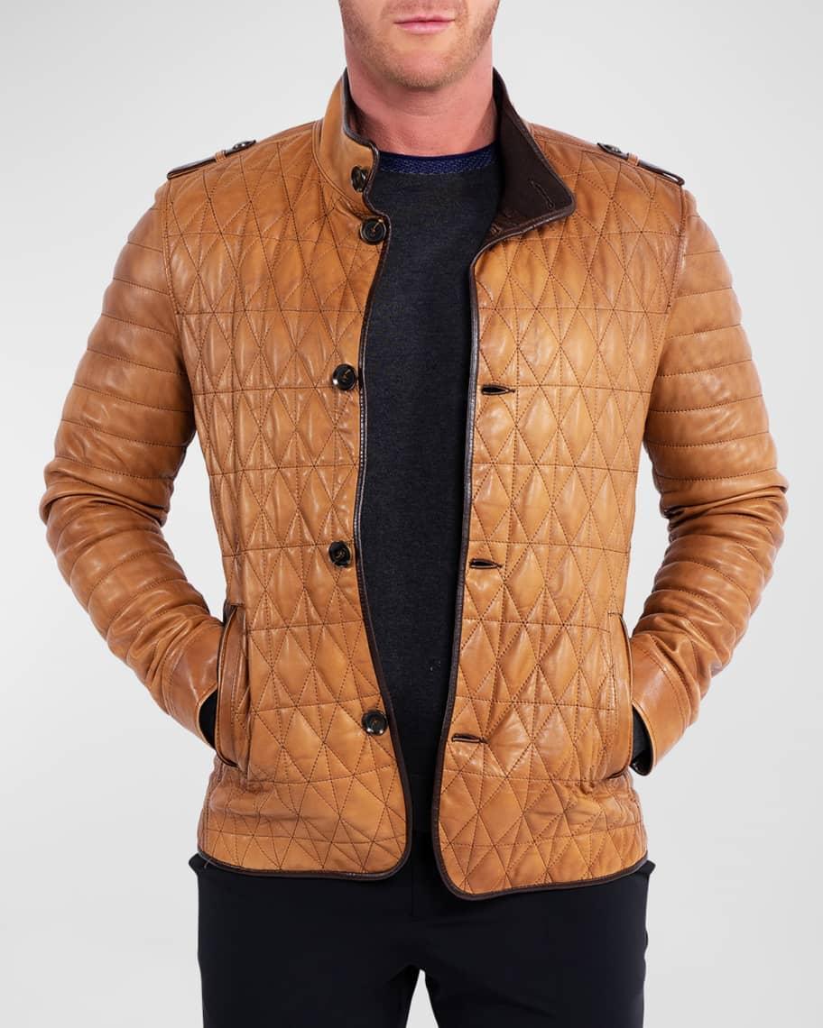 Mens Leather Field Jacket Product Image