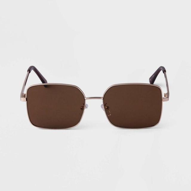 Womens Square Metal Sunglasses - A New Day Gold Product Image