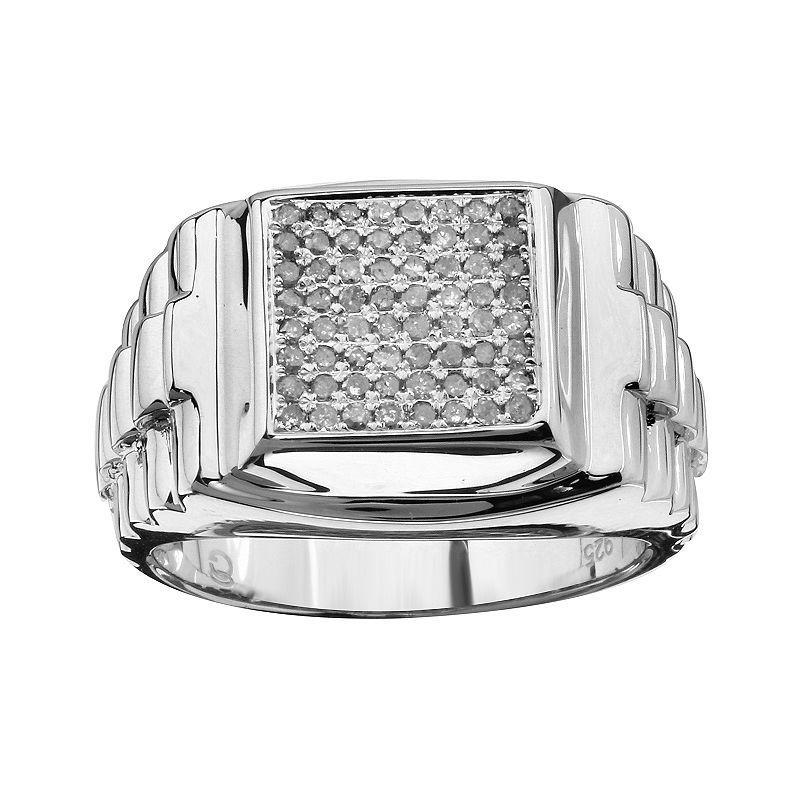 Mens Sterling Silver Band & 1/2 C.T. T.W. Diamond Ring Silver Tone Product Image