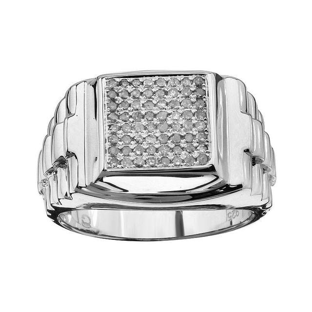 Mens Sterling Silver Band & 1/2 C.T. T.W. Diamond Ring White Product Image