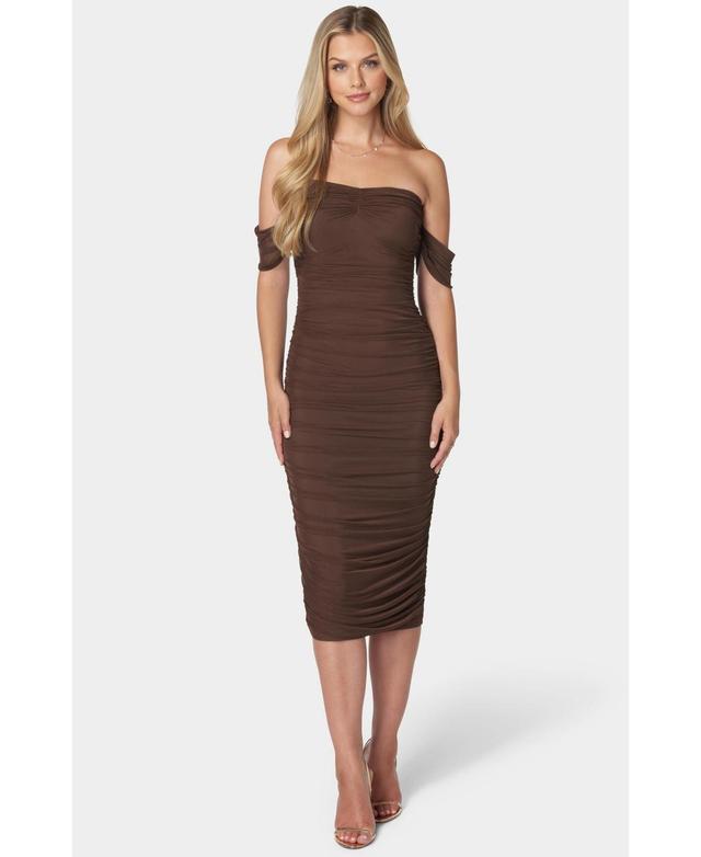 Bebe Womens Ruched Midi Dress Product Image