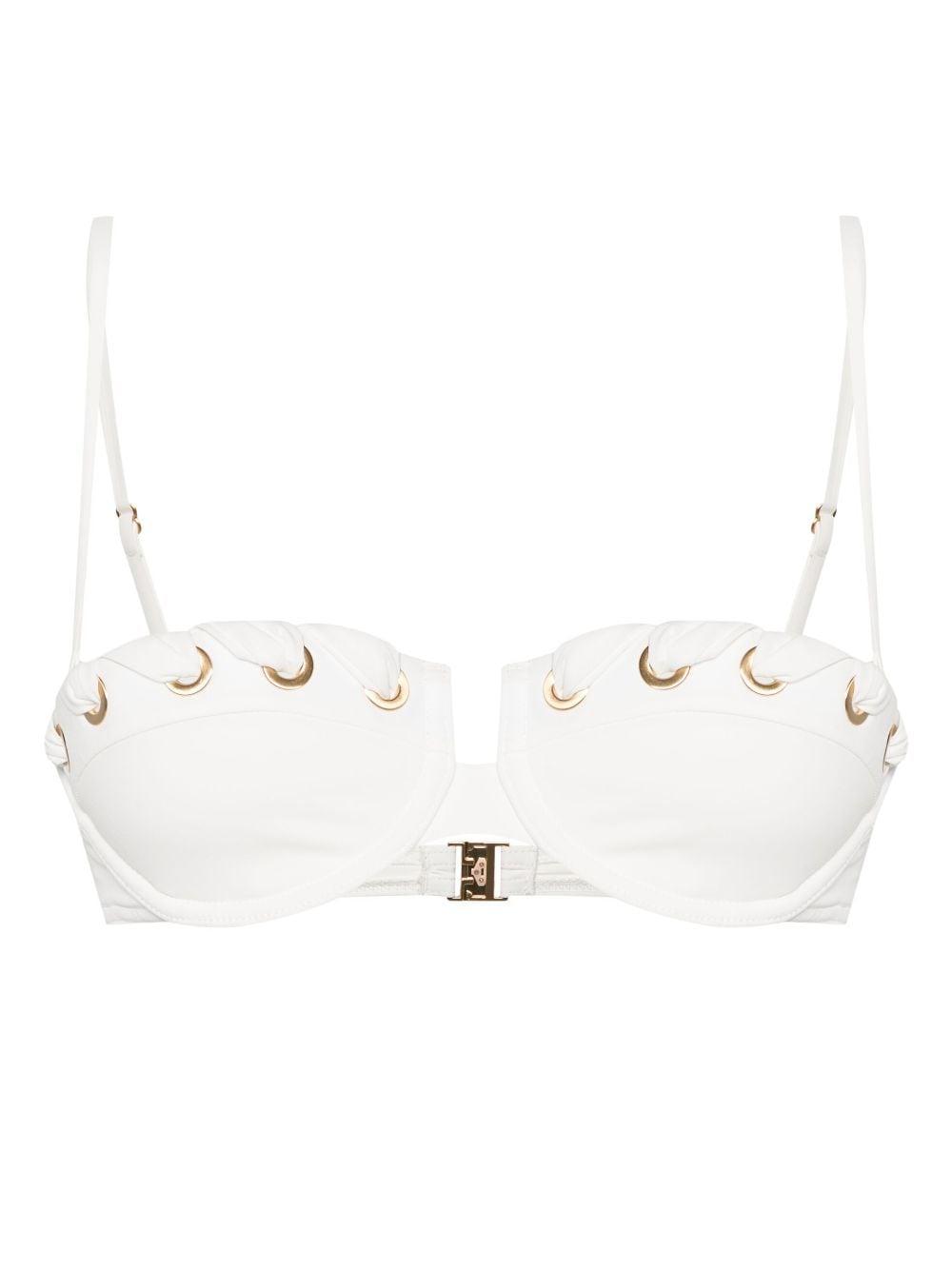 Halliday Eyelet Balconette Bra Bikini Top Ivory In White Product Image