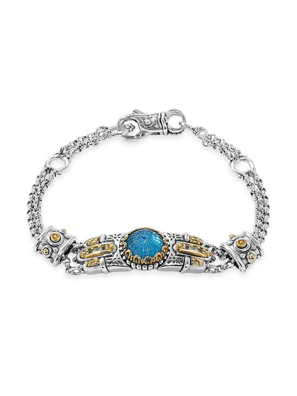 Womens Sterling Silver, 18K Yellow Gold & Multi-Gemstone Bracelet Product Image