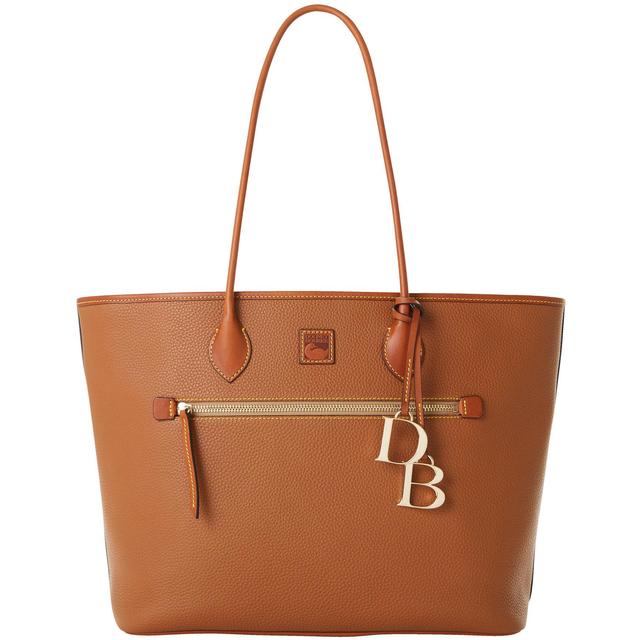 Dooney & Bourke Womens Pebble Grain Large Leather Tote Shopping Bag in Caramel Product Image