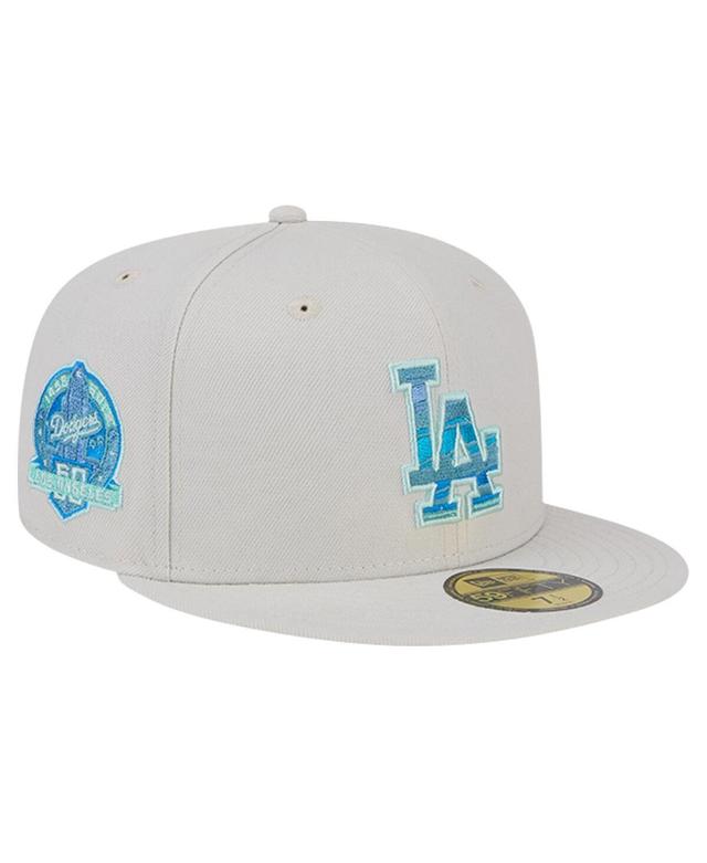 Mens New Era Khaki Los Angeles Dodgers Stone Mist 59FIFTY Fitted Hat Beig/Green Product Image