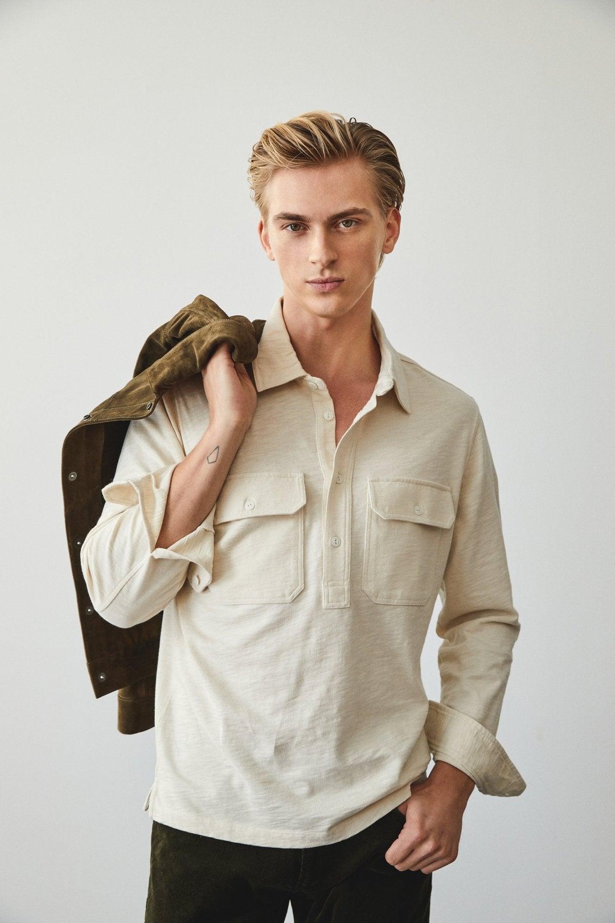 Utility Popover Polo Shirt in Chalk Product Image