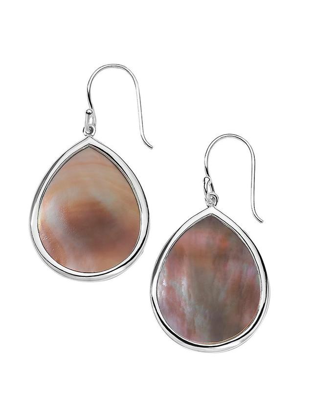 Womens Polished Rock Candy Sterling Silver & Brown Shell Small Teardrop Earrings Product Image