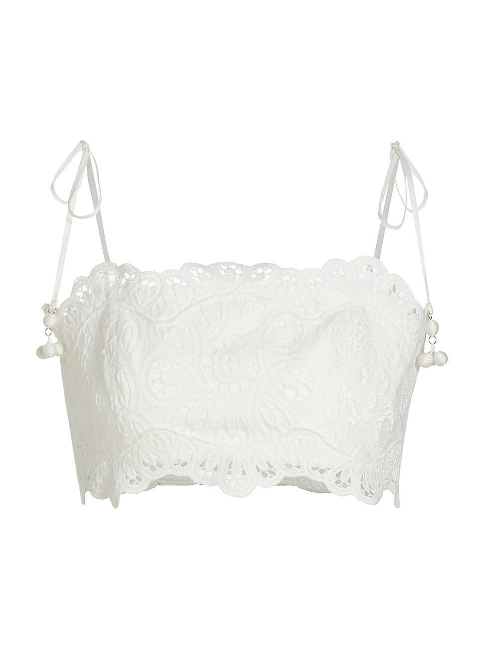 Womens Ottie Lace Embroidered Crop Top Product Image