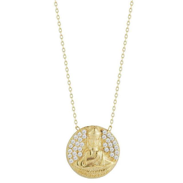 Sunkissed Sterling Sterling Silver Cubic Zirconia Buddha Medallion Necklace, Womens Gold Product Image