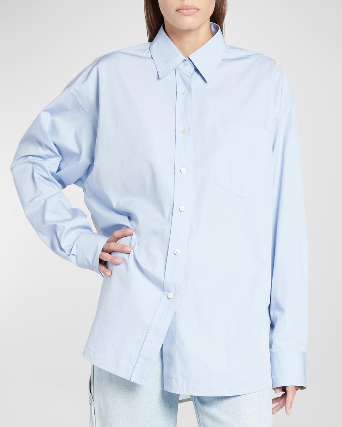 Oversized Button-Front Shirt with Chiffon Back product image