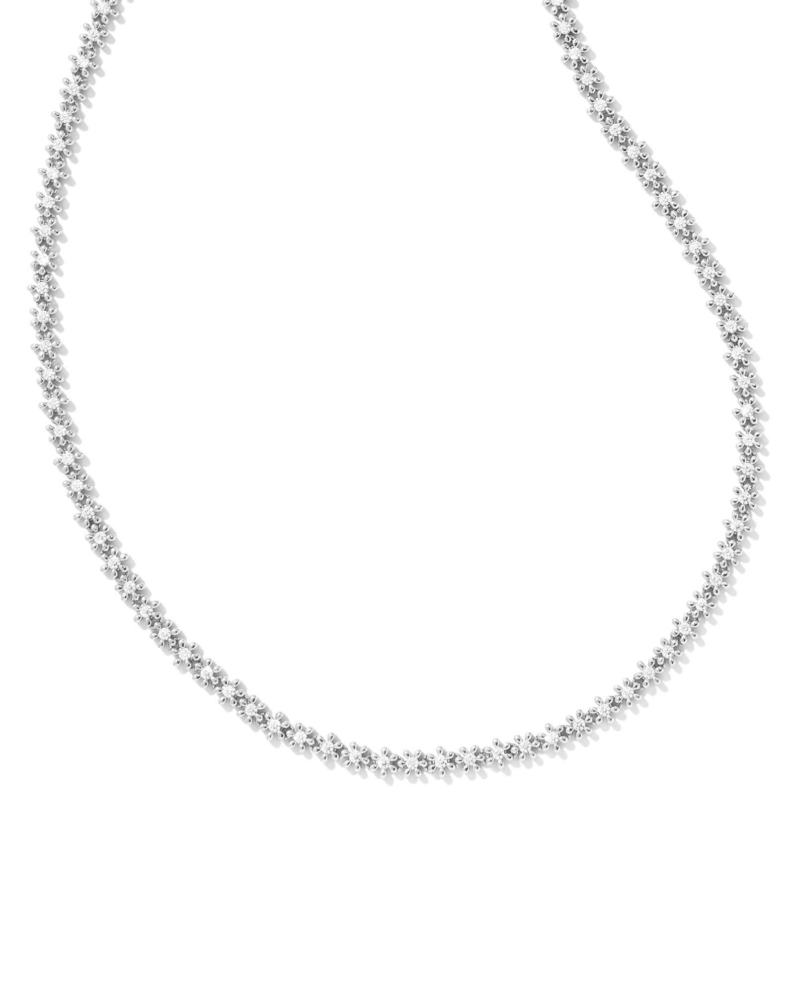 Nydia Gold Strand Necklace in White Crystal Product Image