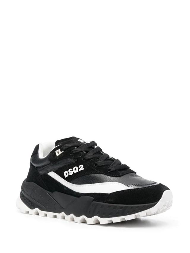 DSQUARED2 Logo-print Low-top Sneakers In Black And White Product Image