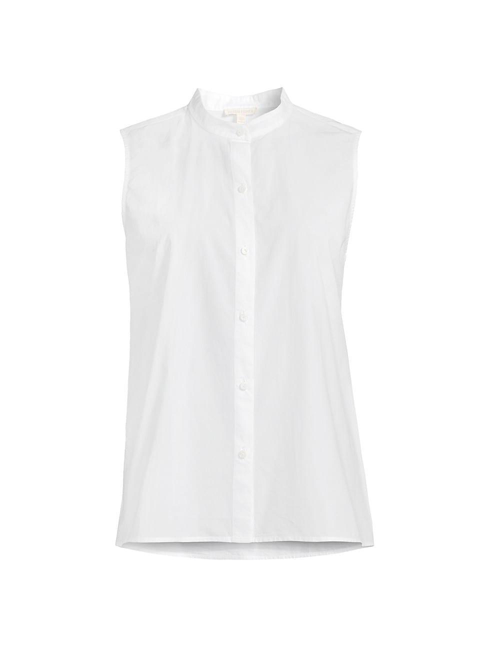 Womens Cotton Band-Collar Sleeveless Top Product Image