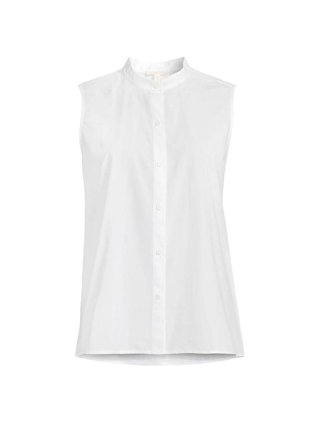 Womens Cotton Band-Collar Sleeveless Top Product Image