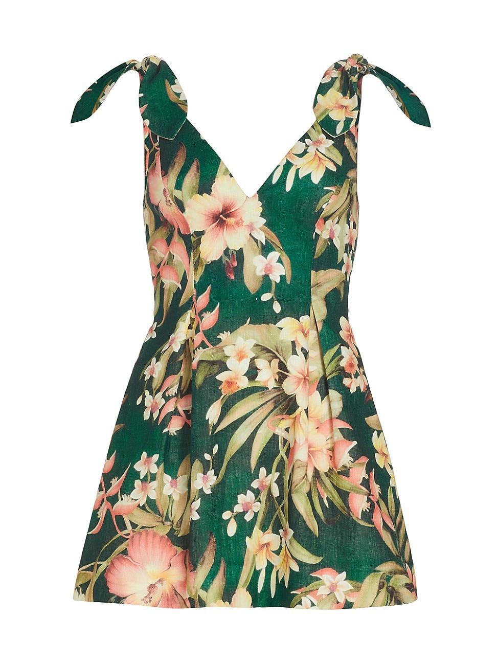 Zimmermann Lexi Tropical Floral Linen Minidress Product Image