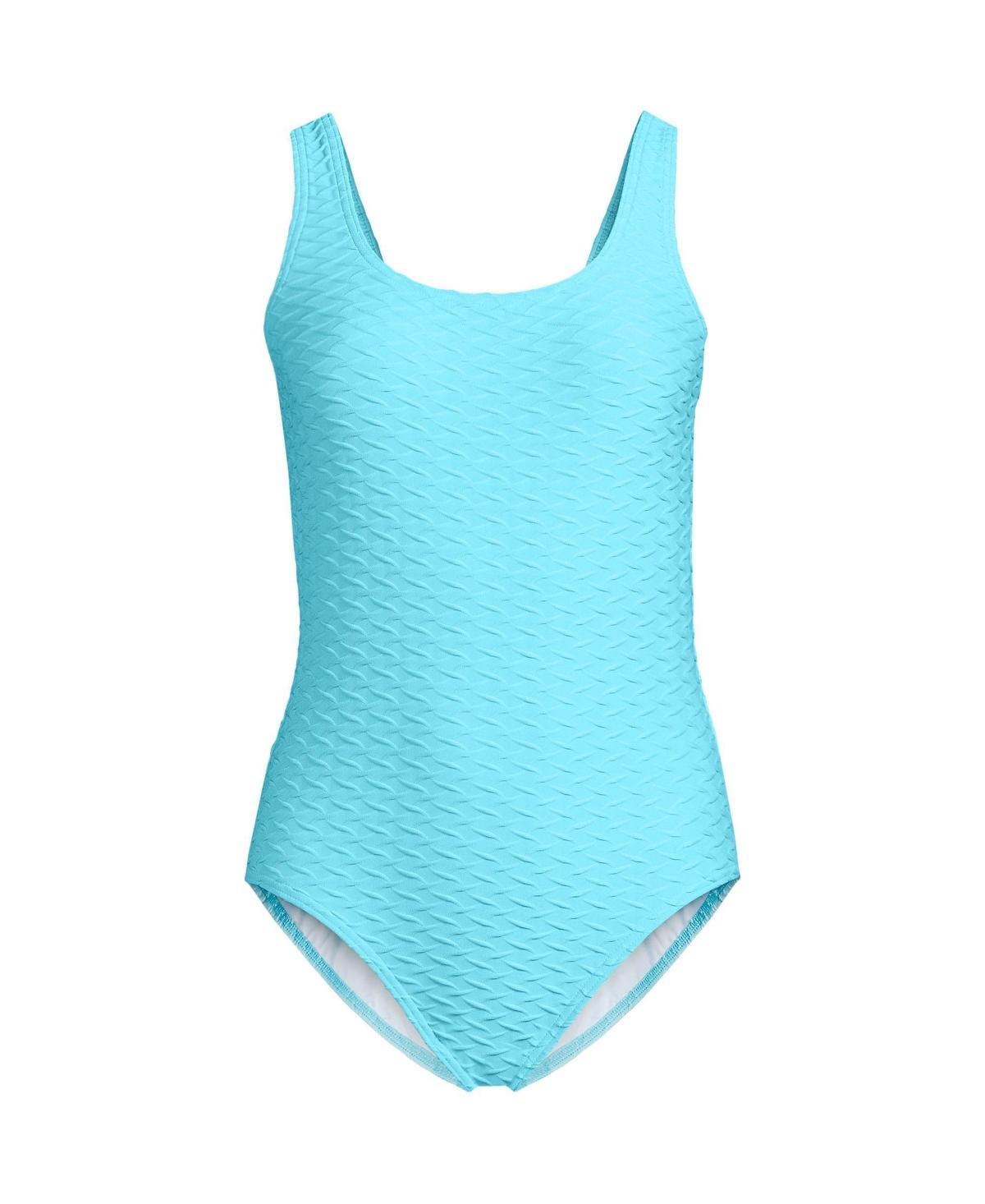 Lands End Womens Chlorine Resistant Texture High Leg Soft Cup Tugless Sporty One Piece Swimsuit Product Image