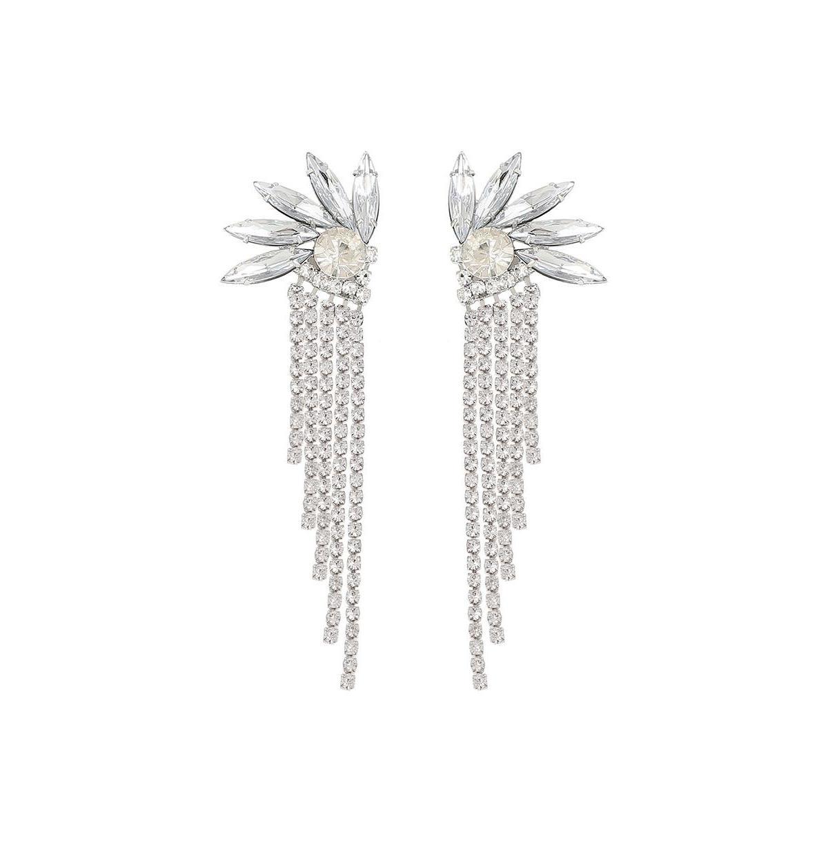 Sohi Womens Silver Bling Drop Earrings Product Image