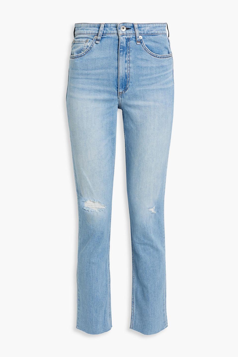 Nina Distressed High-rise Slim-leg Jeans In Light Denim Product Image