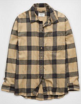 AE Oversized Plaid Button-Up Shirt Product Image