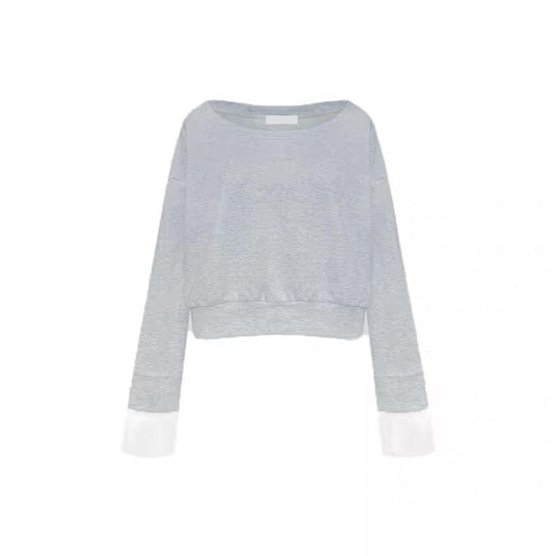 One-Shoulder Plain Sweatshirt Product Image