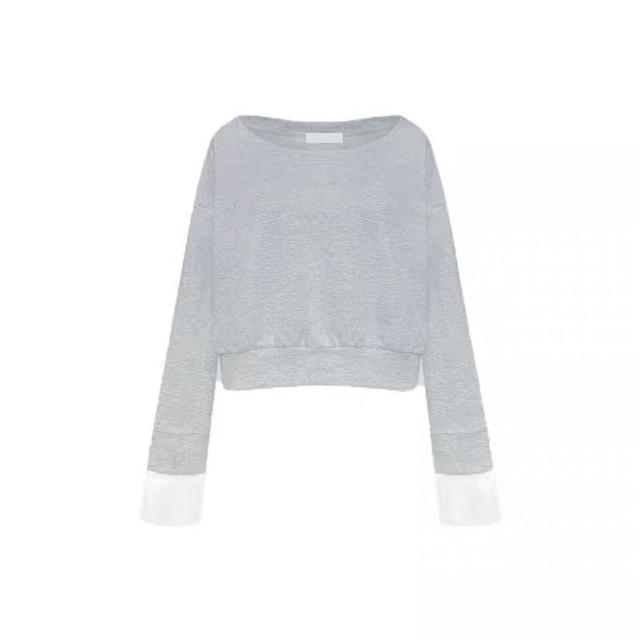 One-Shoulder Plain Sweatshirt Product Image