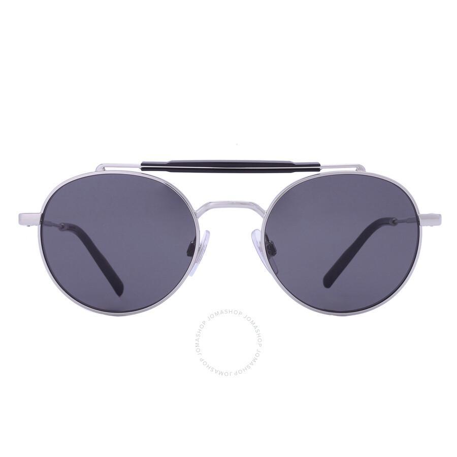 Dolce And Gabbana Dark Grey Round Men's Sunglasses Dg2295 05/87 51 In Dark / Grey / Silver Product Image