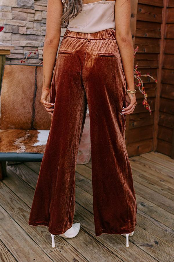 All The Hits High Waist Velvet Pants In Brown Product Image