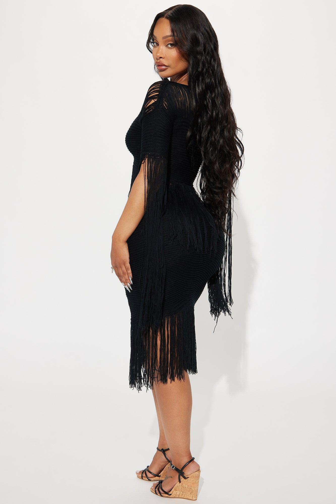 Mimosa Time Fringe Skirt Set - Black Product Image