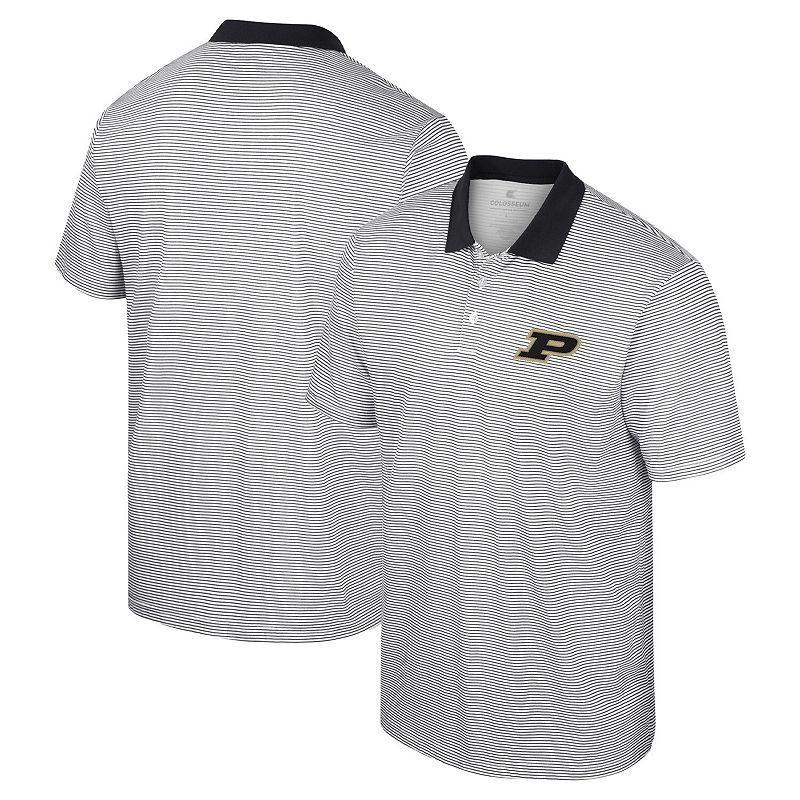 Mens Colosseum White/Black Purdue Boilermakers Print Stripe Polo Product Image