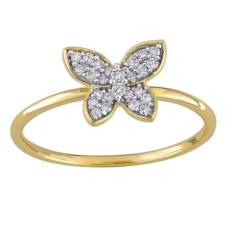 Stella Grace 10k Gold 1/8 Carat T.W. Diamond Butterfly Ring, Womens White Product Image