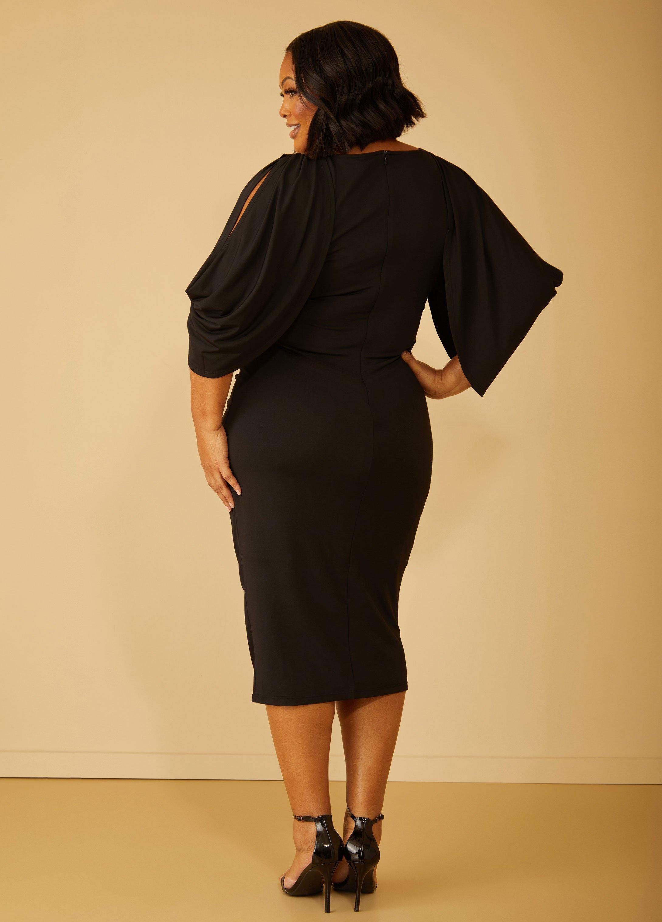 Ruched Split Sleeved Bodycon Dress Product Image