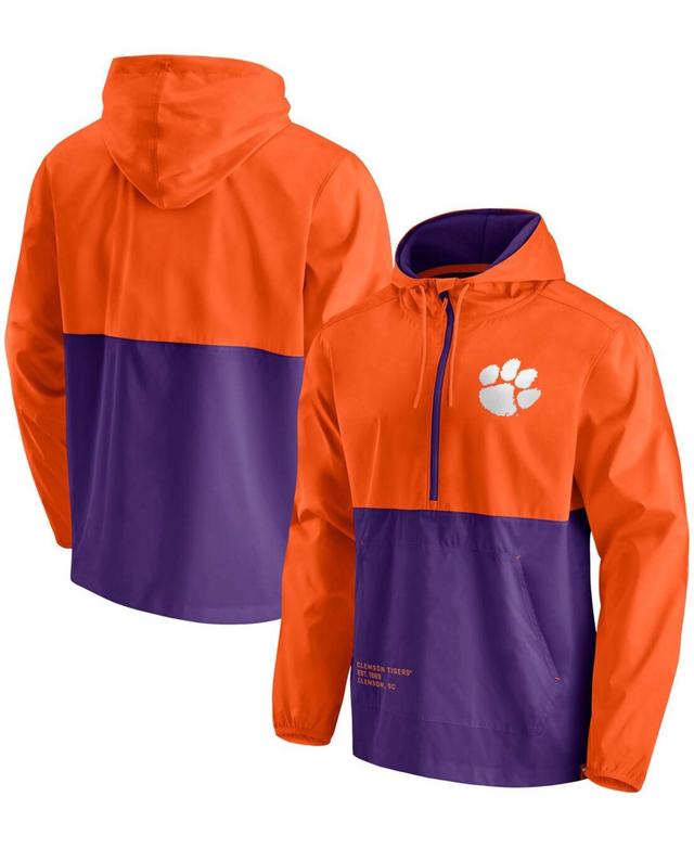 Mens Orange, Purple Clemson Tigers Thrill Seeker Half-Zip Hoodie Anorak Jacket Product Image