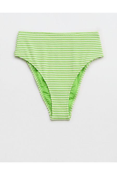 Aerie Crinkle Stripe High Cut Cheeky Bikini Bottom Women's Product Image